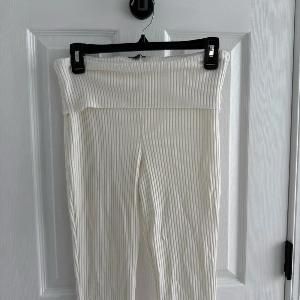Wild Fable Cream Flared Rib-Knit Pants - Picture 2 of 4